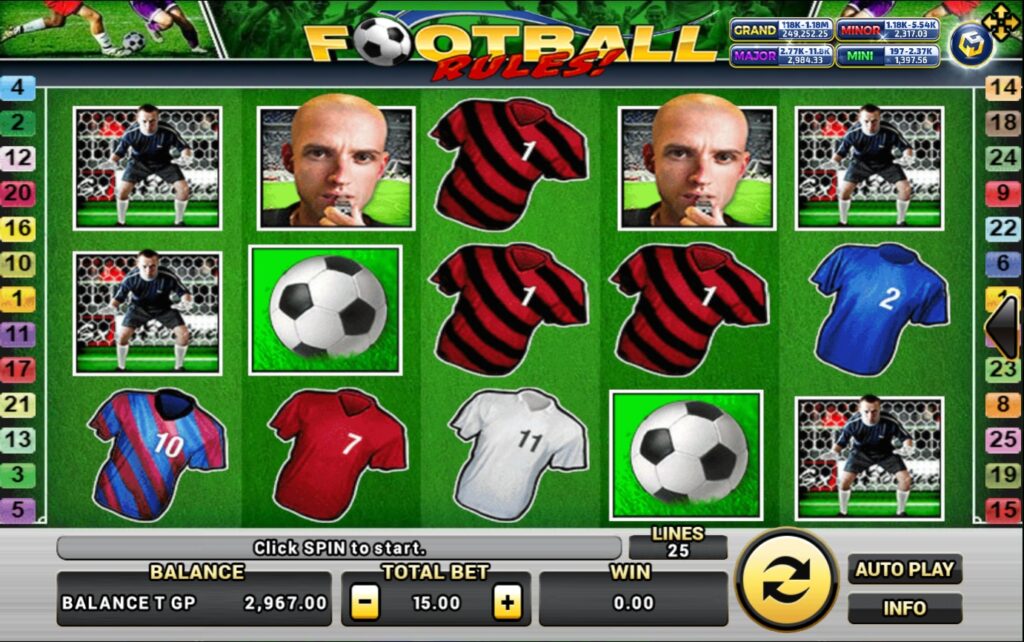 รูปแบบรางวัลแจ็คพอตของเกม Football Rules