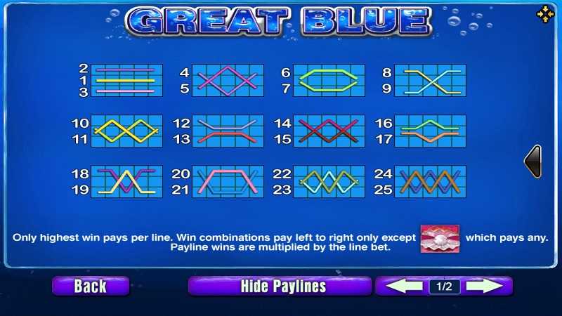 PAY LINES ในเกมสล็อต กรีท บลู