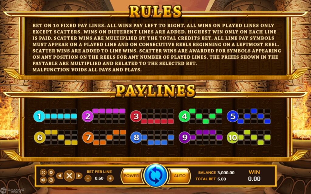 PAY LINES ในเกมสล็อตฮอรัส อาย