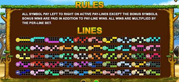 PAY LINES ในเกมสล็อตซาฟารี ไลฟ์