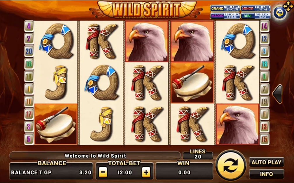 รูปแบบจ็คพ็อตเกม Wild Spirit  : ไวลด์ สปิริท