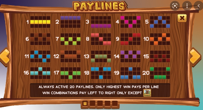 PAY LINES ในเกมกัปตัน เทรเชอร์ โปรเกรสซีฟ