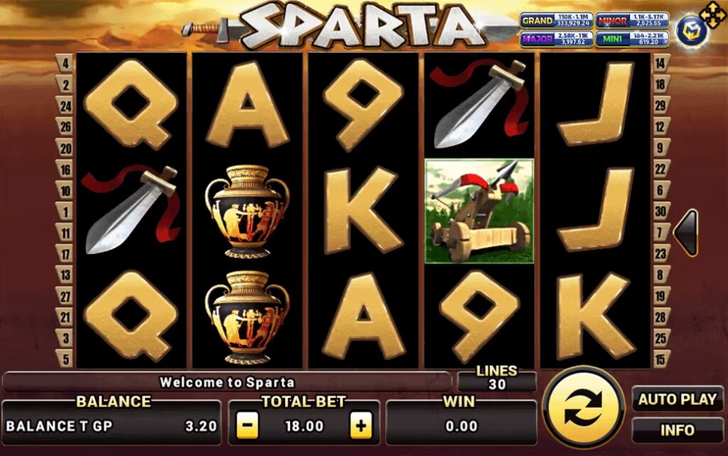 รูปแบบจ็คพ็อตเกม Sparta  : สปาร์ต้า