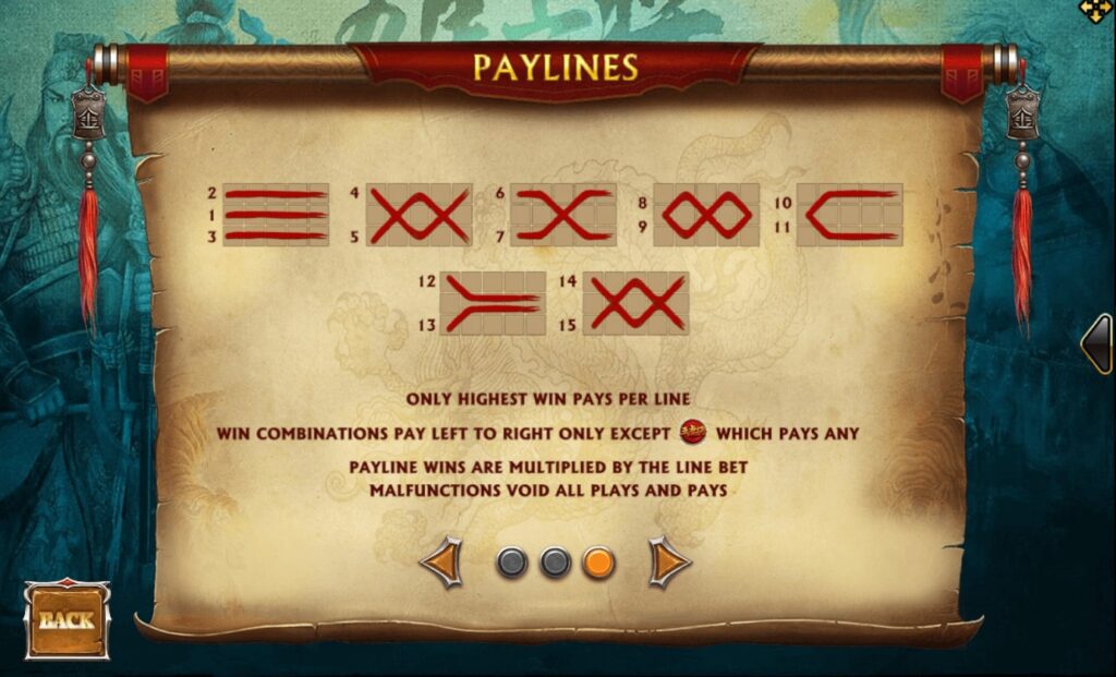 PAY LINES ในเกมสล็อต ไฟว์ ไทเกอร์ เจเนอรัล