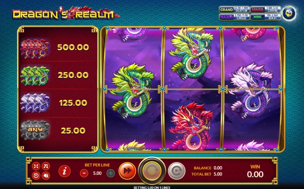 รูปแบบแจ็คพ็อตเกม Dragon’s Realm  : ดราก้อน เรล์ม