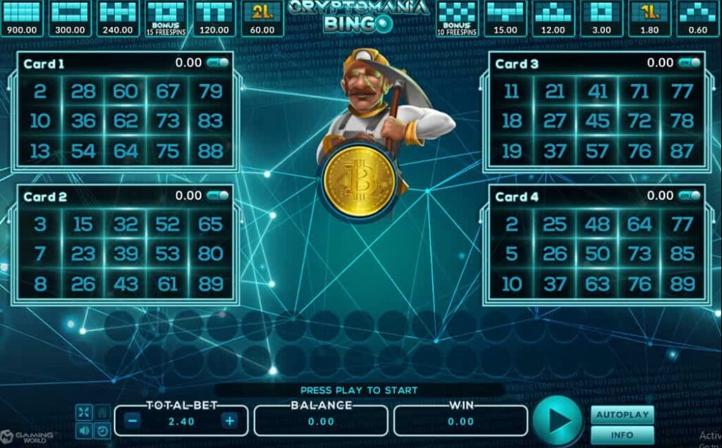 รูปแบบแจ็คพ็อตเกม Crypto Mania Bingo : คริปโต มาเนีย บิงโก
