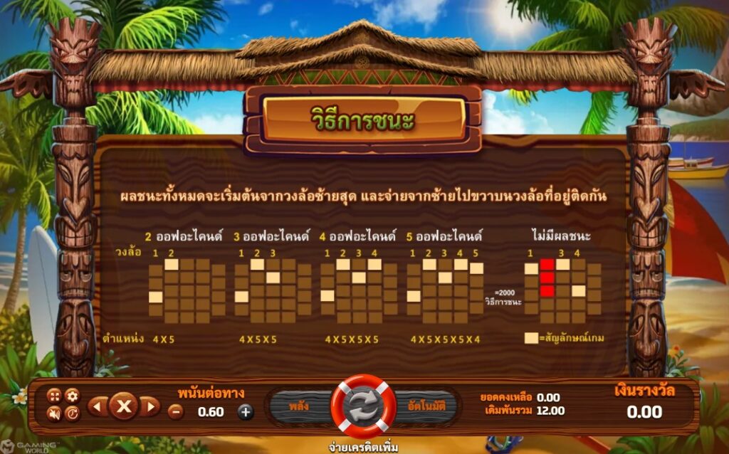 PAY LINES ในเกม บีช ไลฟ์